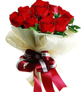 9 adet kırmızı gülden buket tanzimi  Ankara çiçek gönderme sitemiz güvenlidir 