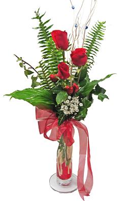 Çiçek gönderin cam vazoda 3 gül çiçekleri  Ankara çiçek siparişi sitesi 