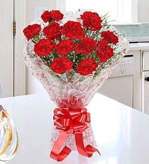 12 adet kırmızı karanfil buketi  Ankara İnternetten çiçek siparişi 